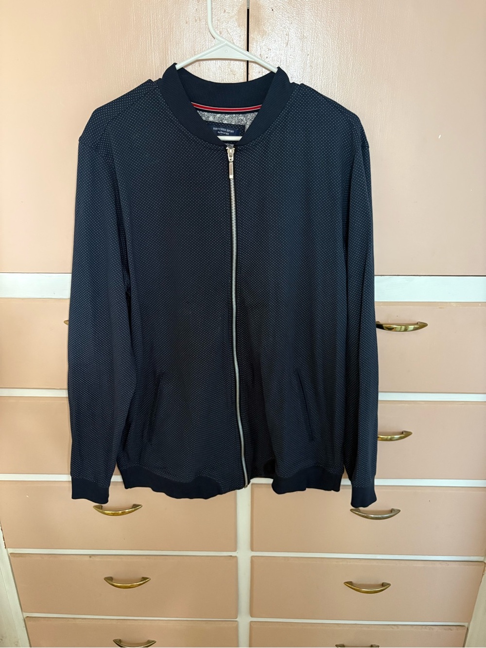 Men's Navy Zip-Up Bomber Sweater